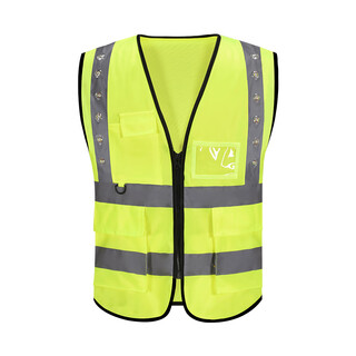 Reflective vest led lighted vest night cycling strobe light high-speed rescue construction site engineering led multi-pocket model-yellow (battery model)