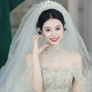 Van ocean annora starry sky sparkling veil long large trailing internet celebrity pearl rhinestone main wedding dress bridal wedding headdress super pearl rhinestone veil hair comb style 60cm-80cm