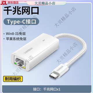 绿联CM650 usb转百千兆网卡 typec转千兆网口 爱信AX88772D AX88179A CM650-15640 AX88179A