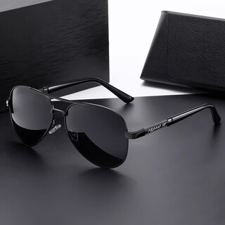 Bolon sunglasses, sunglasses, aviator sunglasses, men's special glasses for driving and fishing, black frame, black beam, black gray film - upgraded high-definition polarized