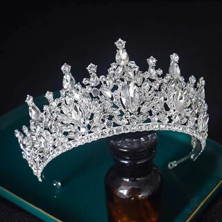Cijia birthday crown tiara for girls adult korean style wedding dress bride 2025 atmospheric heavy industry rhinestone queen crown shiny big crown silver