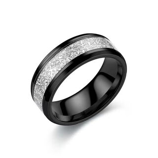 Trendy personalized rime pattern ring men's titanium steel ring men's trendy single fashion wide ring ring does not fade rime pattern ring black size 7 recommended 90 jin jin equals 0.5 kg -100 jin jin equals 0.5 kg