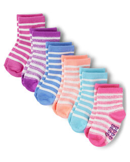 The children's place baby girls and toddlers midi socks 6-pack striped 6-pack 2-3t