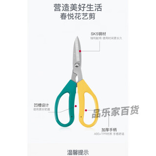 张小泉家用强力剪刀园艺剪修枝叶花店修剪厨房剪葡萄修果剪翘头剪 FL-4强力双色柄家用剪