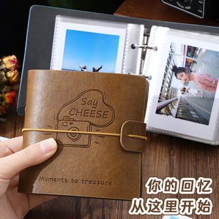Jiaranheng photo album three-inch polaroid album large capacity photo book star photo card storage album baby growth record album train movie ticket couple commemorative card album caramel brown