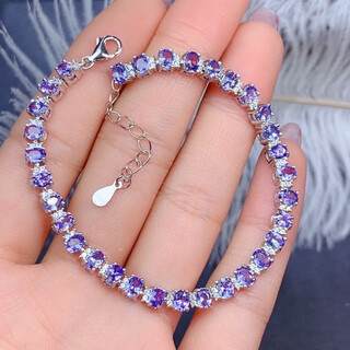 Shaoyu tanzanite bracelet, classic and simple, flashing fire main stone 3*4mm 925 silver precision inlaid full chain