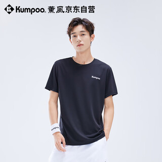 Kumpoo badminton uniform quick-drying short-sleeved men's cool t-shirt women's loose top casual wear k242u01113 black l