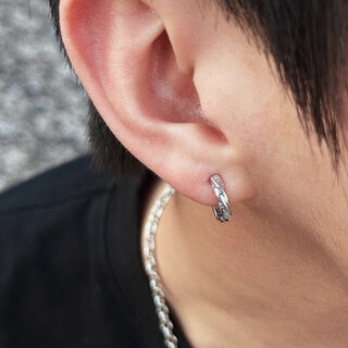 Bjyl 925 sterling silver earrings for men 2025 new hot style high-end earrings for boys niche earrings unique earrings for women 925 silver seven virtues earrings - single