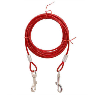 Spring brocade and autumn carp extra long anti-bite dog rope wire rope small, medium and large dog chain household dog leash dog leash iron dog chain metal double head red diameter 6mm--2 meters long