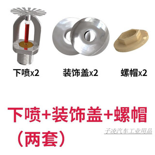 Fire sprinkler head decorative cover drill teaching sprinkler head fake upper spray vertical side wall complete set lower spray + decorative cover + nut (two sets)