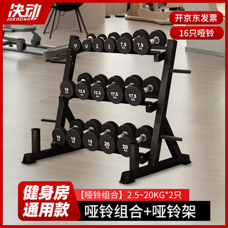 Decide dumbbell pure steel covered with rubber for gym commercial men's dumbbell set 2.5-20kg dumbbell + dumbbell rack ytz22