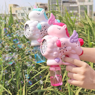 糖米儿童独角兽粉泡泡机加特林泡泡枪吹泡泡网玩具女孩3-6岁节日礼物