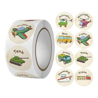 卡通拖拉机小汽车学习英文贴纸不干胶儿童玩具汽车奖励表扬贴画 英语版：飞机火车-尺寸【25mm】