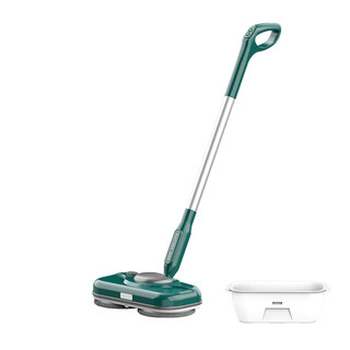 Smart household electric mop, sweep and mop all-in-one handheld wireless electric two-wheel rotating floor scrubber, green + bucket