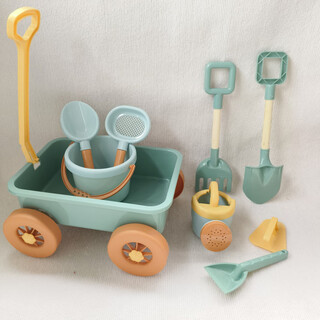 Zoco exports ins children's beach and seaside water toys play sand digging cart shovel bucket tool set upgraded version olive green cart nine-piece set