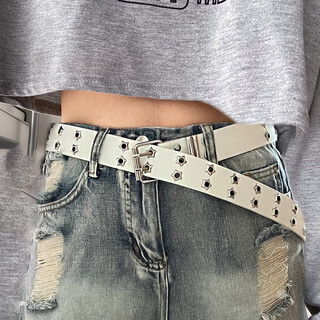 Tuzun star porous american wide belt for women and men 2025 new jeans with design sense niche y2k belt white white