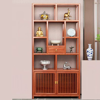 Pinmiao bogu rack solid wood duobao pavilion tea cabinet storage rack tea set storage rack living room partition screen tea display shelf rosewood color medium draw single 96*30*196cm