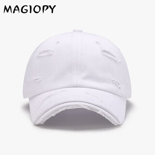Magiopy luxury high-end brand high-end washed hole outdoor men's and women's baseball cap versatile breathable soft top sunshade cap white one size adjustable