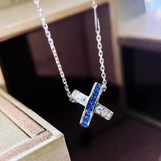 Jea.pies925 silver moissanite diamond cross necklace x-shaped letter pendant temperament sapphire simple versatile clavicle chain silver x letter pendant + chain