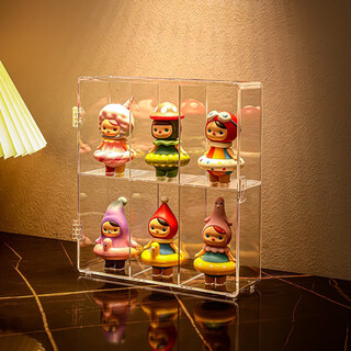 Kaman figure storage box transparent dustproof animation model display cabinet bubble mart blind box storage display rack six compartments in one 1 free fixing glue