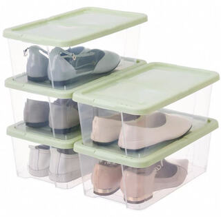 Yiyuting transparent shoe box plastic simple car trunk shoe storage box sneaker organizer moisture-proof shoe box storage box green 5 pieces 35x20x12cm