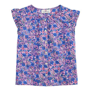 Vineyard vines girls ruffle sleeve shirt, comfortable cotton, solid color and versatile, helen flower m