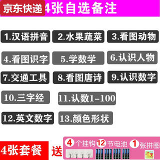 两雪有声挂图拼音儿童启蒙早教认知发声墙贴宝宝语音识字卡0-6岁玩具 4张自选备注