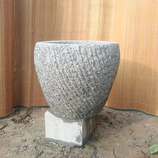 Stone mortar, old-fashioned large-sized glutinous rice cake stone mortar, old-fashioned stone mortar for hammering peppers, natural stone mortar, stone garlic pounder, about 35cm in diameter, thickened anti-grain stone mortar