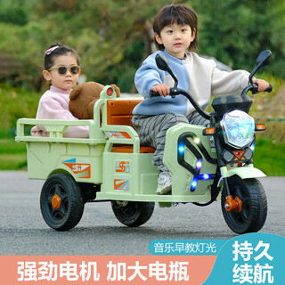 Keruizi children's electric car motorcycle remote control car with bucket large baby stroller child toy car children's car fresh green bluetooth + remote control model/12v10a chaowei