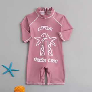 New children's one-piece swimsuit long-sleeved sun protection quick-drying baby surfing suit wholesale boys girls toddler swimwear 2095 purple coconut tree l