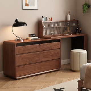 Zhixinmuwang solid wood dressing table and drawer cabinet integrated bedroom bedside cabinet simple dressing table walnut color dressing table