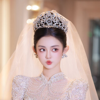 Hunter bride french heavy industry high-end crown headwear luxurious wedding princess birthday crown wedding accessories crown + earrings mt2502