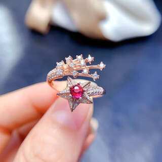 Lierui natural plain magnesium aluminum garnet tanzanite ring s925 sterling silver electroplated round 4 fashionable and versatile style rose gold pigmented magnesium aluminum opening adjustable