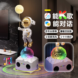 Chanyu astronaut astronaut karaoke colorful audio floor-standing ornaments next to the tv cabinet in the living room high-end atmospheric housewarming gift platinum-karaoke colorful speaker + 3 light pieces starry sky lamp xiaodu audio version
