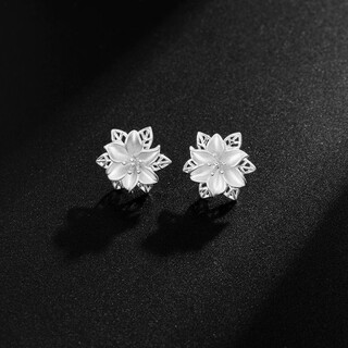 Wanmu hong kong 9999 sterling silver earrings camellia flower earrings for women elegant lily pure silver anti-allergic ear mffc lily pure silver earrings + free certificate 6.22g solid quality upgrade