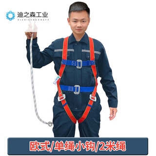 Insurance five-point safety belt safety belt for high-altitude work national standard rope wear-resistant hook large double customized 5-point european style l five-point type/single small hook/2 meter rope