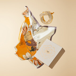 Wanshili silk scarf mulberry silk 75cm square scarf silk scarf buckle gift box for elder mother's birthday gift magnolia fu