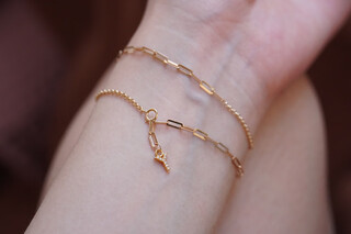 Chishe 18k gold light gold ins style natural diamond bracelet minimalist style 26 letters anklet au750 anklet