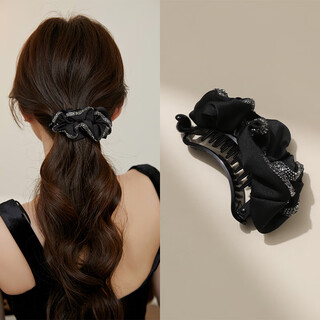 Chimera (chimera) hepburn style ponytail twist clip pleated fabric one-word clip hairpin hair accessories headdress girl birthday gift