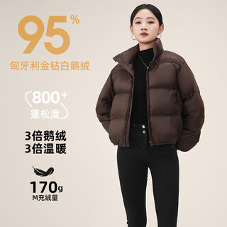 Bobby bizz 95% white goose down jacket for women small 2024 new loose thickened bread jacket short high-end jacket winter coffee color s 120jin jin is equal to about 0.5 kg