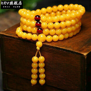 Krv natural amber beeswax bracelet 108 beads bracelet chicken oil yellow blood amber blue amber gold amber multi-ring necklace couple old beeswax 6mm 108 beads