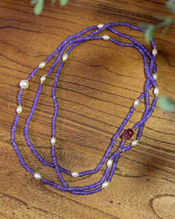 Wei ci xia ziye new chinese style natural 3-4mm conformal section tanzanite pearl tourmaline multi-circle necklace sweater chain place an order and consult customer service