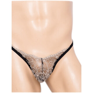 Long night men's underwear sexy men's underwear u protrusion bag transparent lace mesh see-through t-pants men's gold lace t-pants - red and black combination 2 packs one size 2.3-2.7 feet