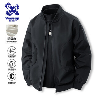 Wassup sohot jacket men's spring autumn pilot jacket men's casual loose workwear baseball uniform men's black xl