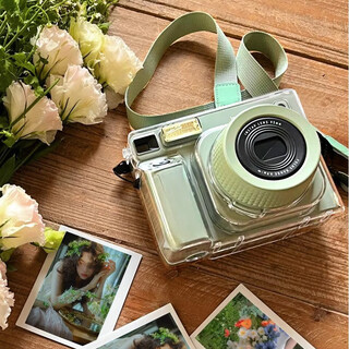 彩友乐拍立得保护套富士wide400保护壳宽幅相机壳instax wide 400壳子透明壳水晶壳硬壳相机包外壳挂绳 wide 400 水晶壳（含原野绿背带绳）