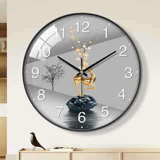 Bba wall clock living room jinlu chengxiang new chinese creative restaurant decoration clock wall quartz clock 25cm