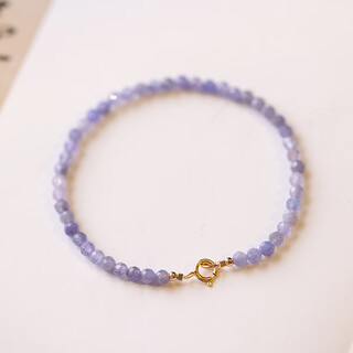 Feiyu extremely fine 3mm round bead natural tanzanite bracelet for women small gem transfer bead crystal bracelet retro style gift faceted style - suitable for wrist circumference 14cm