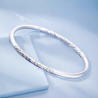 Bovia chinese style pt950 platinum bracelet for women, ancient solid curly grass pattern platinum glossy bracelet, platinum, weight 17.5-17.7g, inner diameter 56mm