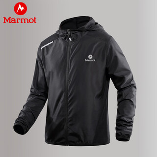 Marmot sun protection clothing men's quick-drying hooded jacket summer thin outdoor fishing clothing sports running skin clothing black m