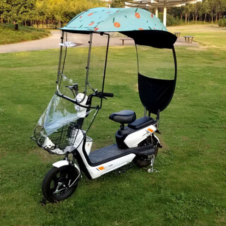 Zailu electric car canopy carport battery car windshield electric bicycle thickened cover soft curtain stainless steel edge ice blue orange car without rearview mirror holder